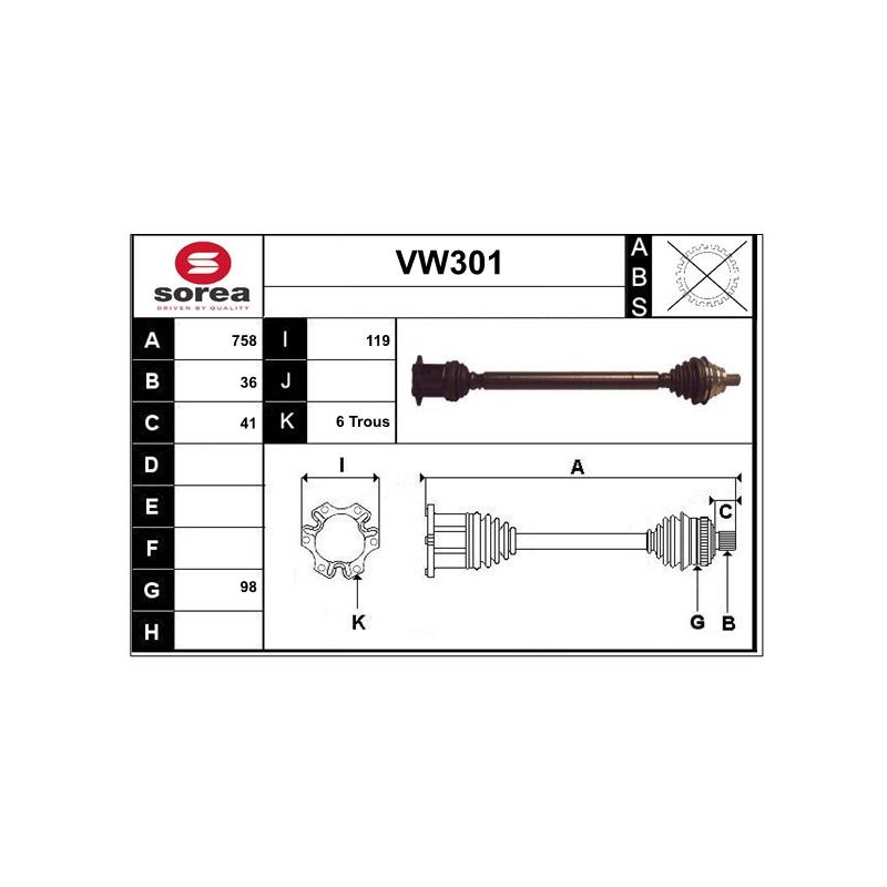 Cardan Arbre de Transmission Avant Droit Pour VW Audi Seat Skoda 5Q0407762AX