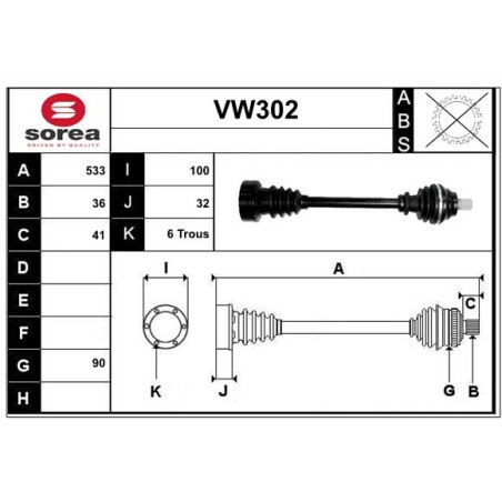 Cardan Arbre de Transmission Pour VW Beetle Seat Skoda 3C0407271AB 3C0407451X