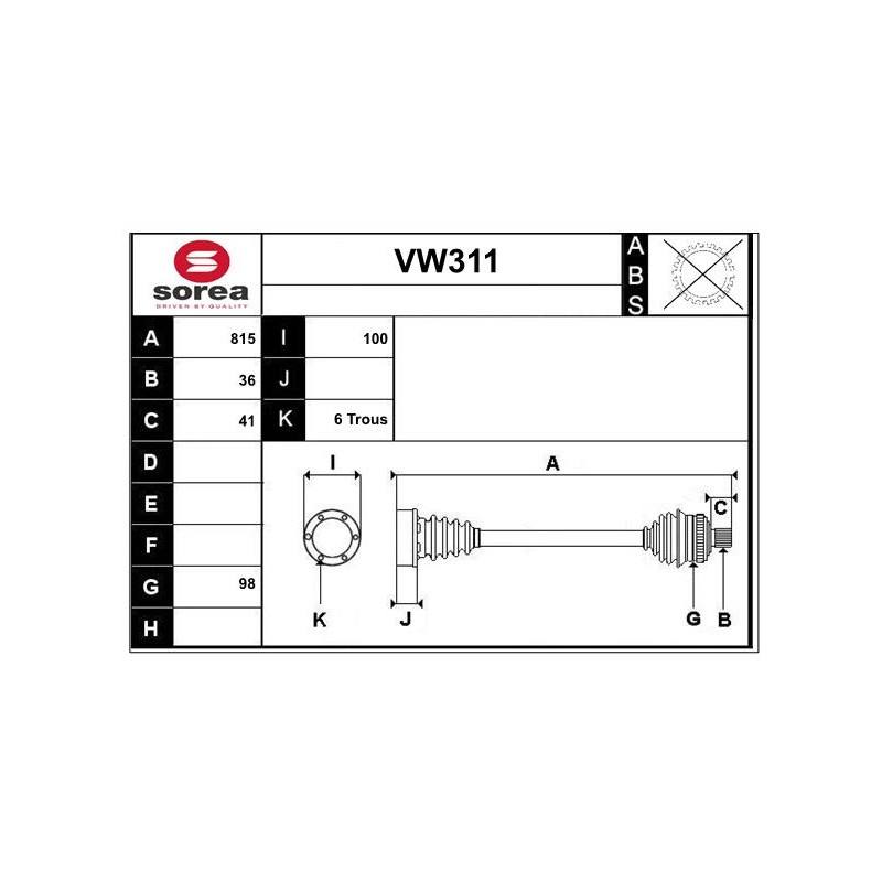 Cardan Arbre de Transmission Pour VW Audi A3 Seat Skoda 1K0407272QN 5Q0407272FF