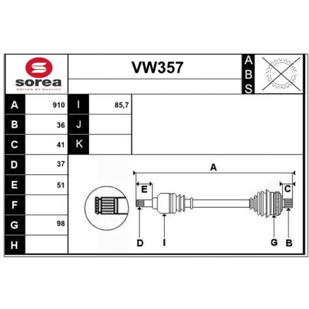 Cardan Arbre de Transmission Pour VW Audi Seat 5Q0407272DN 5Q0407764EX