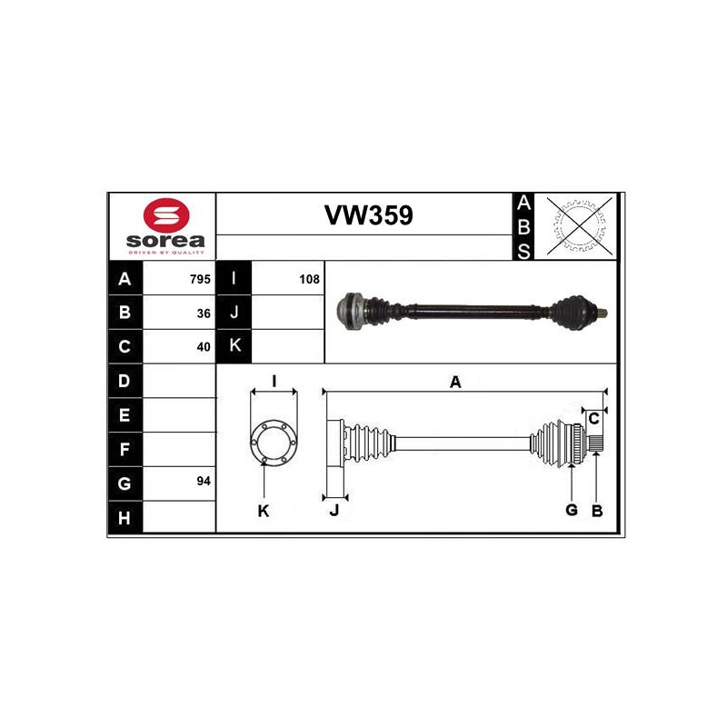 Cardan Arbre de Transmission Pour VW Sharan Seat Alhambra 7N0407764N 7N0407764A