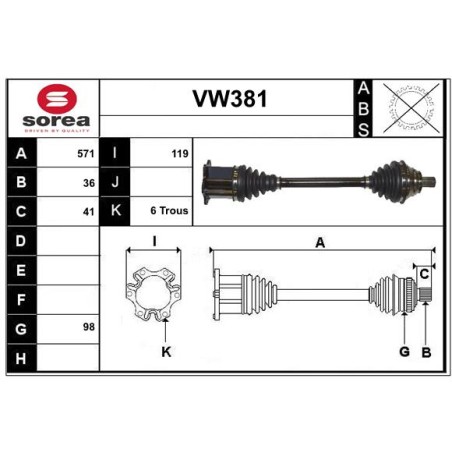 Cardan Arbre de Transmission Pour VW Audi Seat Leon Skoda 5Q0407272DA 5Q0407764X