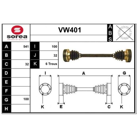 Cardan Arbre de Transmission Arrière Pour VW Transporter III 251501203