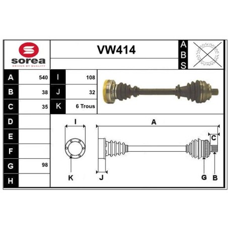Cardan Arbre de Transmission Pour VW Transporter IV 701407271M 701407449FX