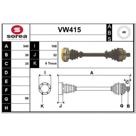 Cardan Arbre de Transmission Pour VW Transporter IV 701407271P 701407449GX