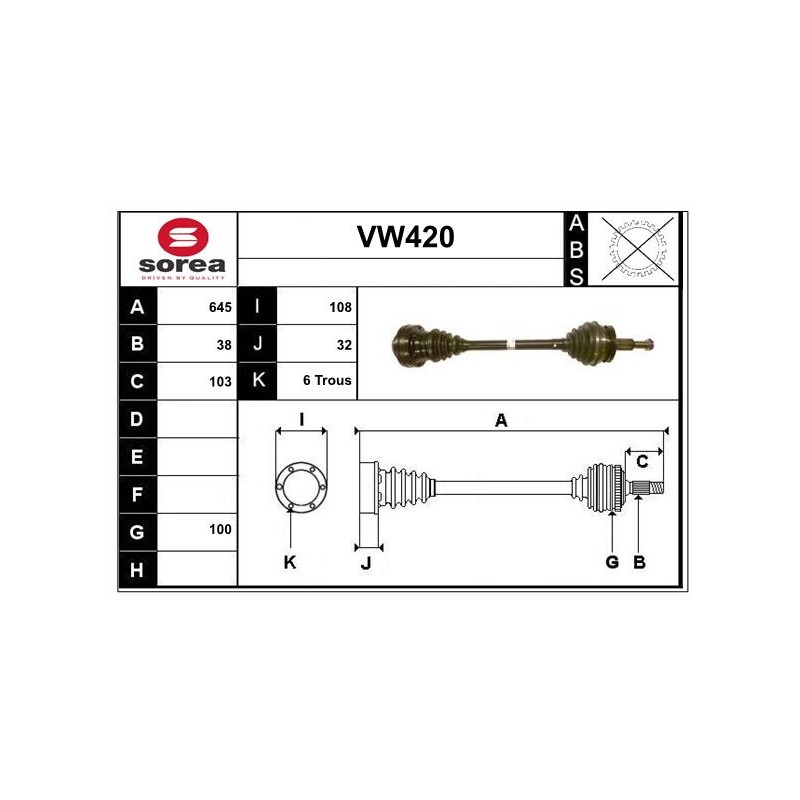 Cardan Arbre de Transmission avant Gauche Pour VW Multivan V 7E0407271F
