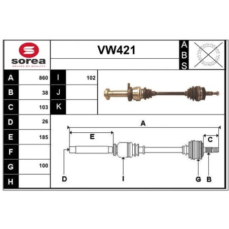 Cardan Arbre de Transmission Avant Droit Pour VW Multivan V 7H0407272BC