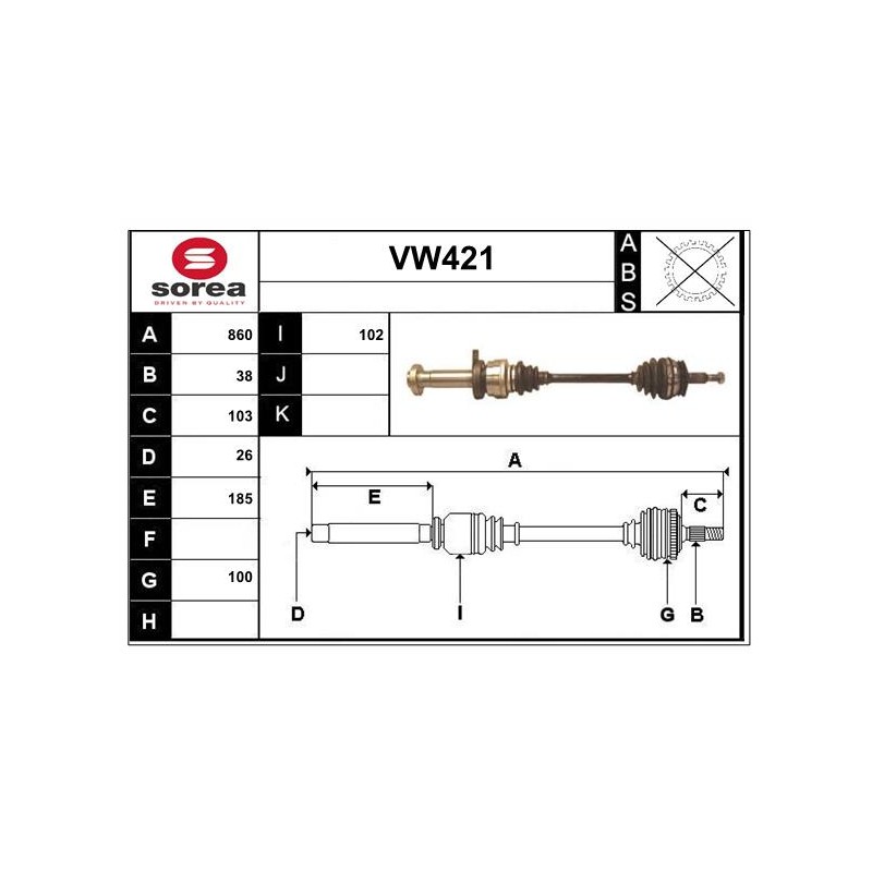 Cardan Arbre de Transmission Avant Droit Pour VW Multivan V 7H0407272BC