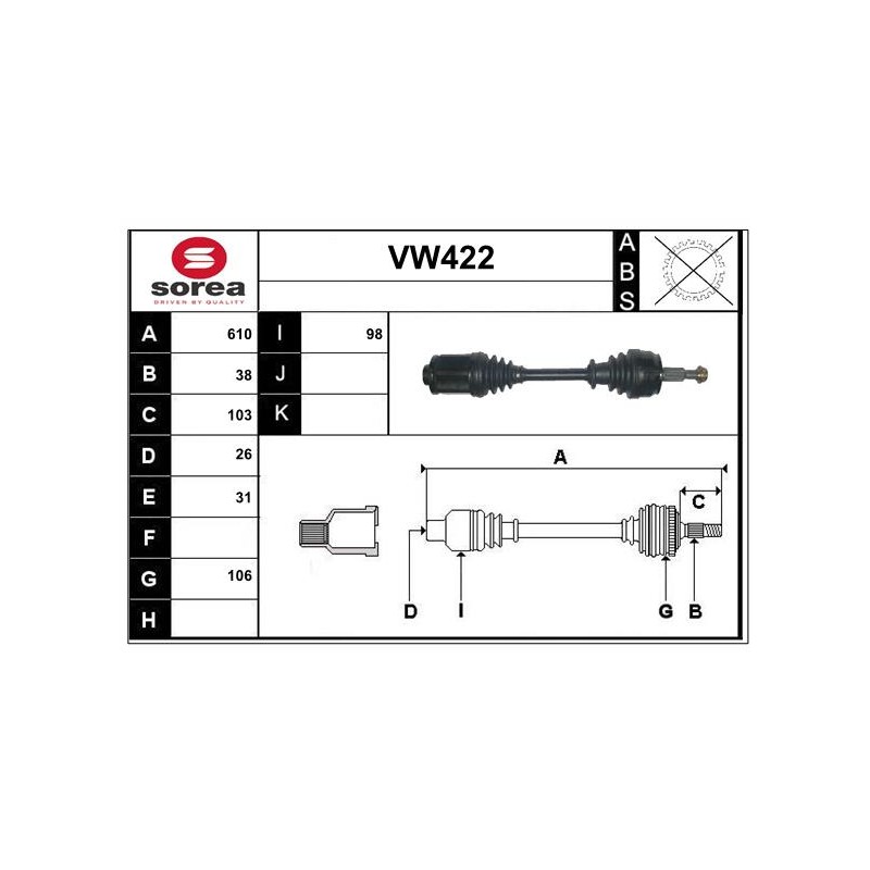 Cardan Arbre de Transmission avant Gauche Pour VW Multivan V 7H0407271AB