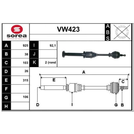 Cardan Arbre de Transmission Avant Droit Pour VW Multivan V 7E0407272BE