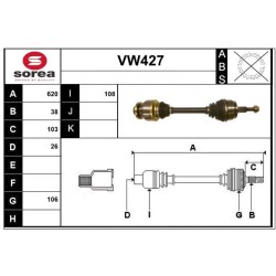 Cardan Arbre de Transmission Avant Droit Pour VW Multivan V 7H0407272AK