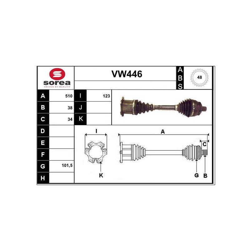 Cardan Arbre de Transmission Avant Pour VW Seat Ford 7M3407271 1132488 1125045