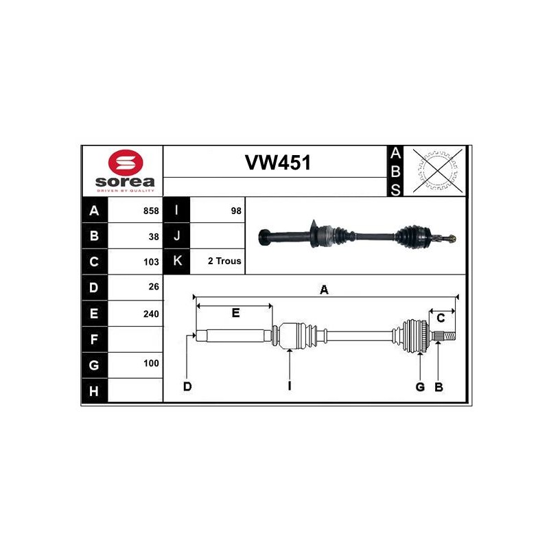Cardan Arbre de Transmission Avant Droit Pour VW Multivan V 7E0407272AP