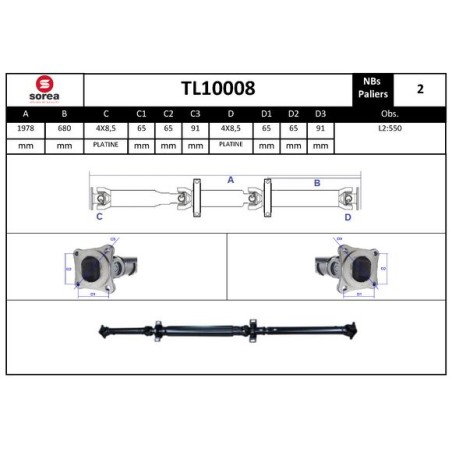 Arbre de Transmission, Entraînement Essieux Pour Renault Kangoo 320006394R