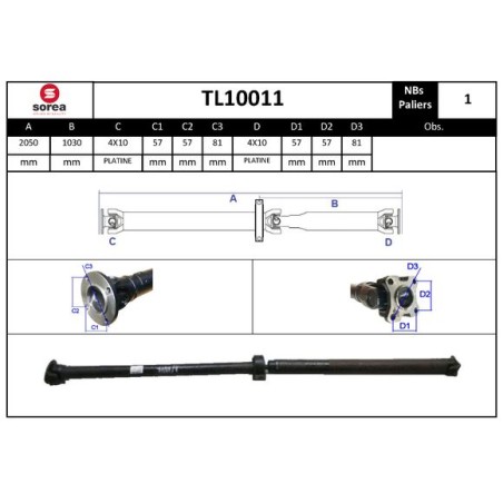 Arbre de Transmission, Entraînement Essieux Pour Renault Koleos I 37000JY00C
