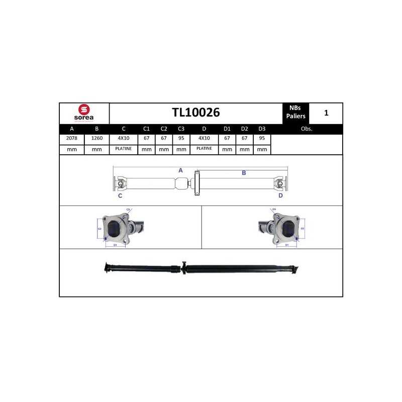 Arbre de Transmission, Entraînement Essieux Pour Renault Duster Dacia Duster