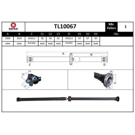 Arbre de Transmission, Entraînement Essieux Pour Nissan Qashqai +2 I 37000BR51A