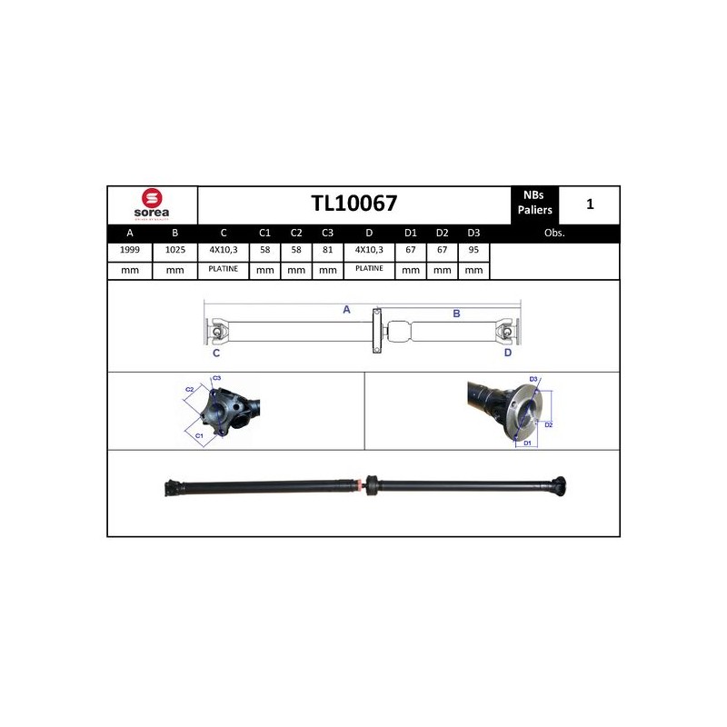 Arbre de Transmission, Entraînement Essieux Pour Nissan Qashqai +2 I 37000BR51A