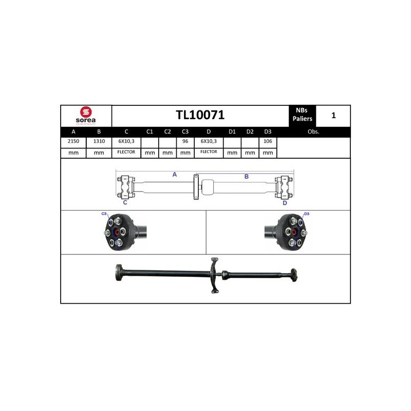 Arbre de Transmission, Entraînement Essieux Pour VW Tiguan Audi Q3 5N0521101EX