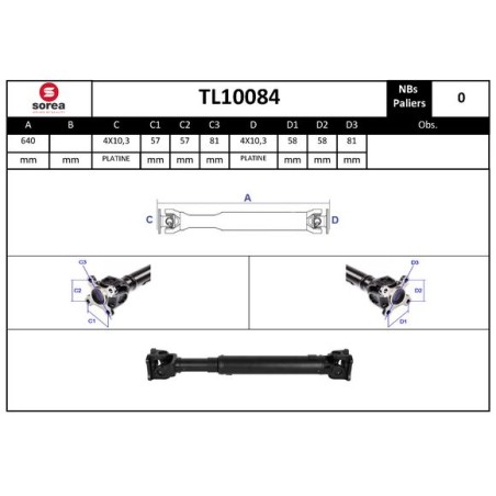 Arbre de Transmission, Entraînement Essieux Pour Nissan Navara 37300VK300