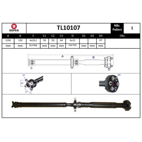 Arbre de Transmission, Entraînement Essieux Pour BMW Série 1 E87 26117545280