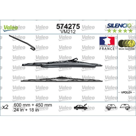 2 Balais D'Essuie-Glace 600mm 450mm Pour Peugeot Renault Citroën C2 6426-NH