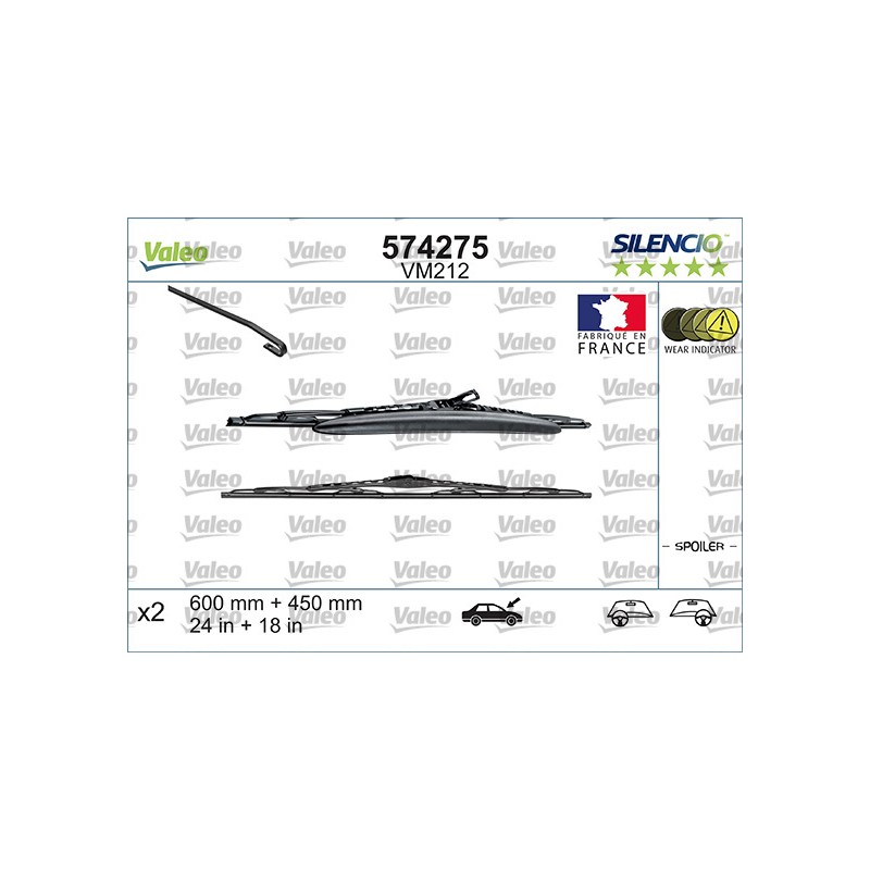 2 Balais D'Essuie-Glace 600mm 450mm Pour Peugeot Renault Citroën C2 6426-NH