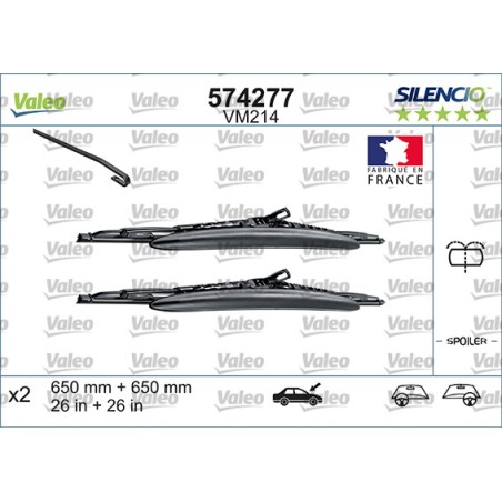 2 Balais D'Essuie-Glace 650mm Pour Peugeot Fiat Citroën C8 Lancia 9464552880