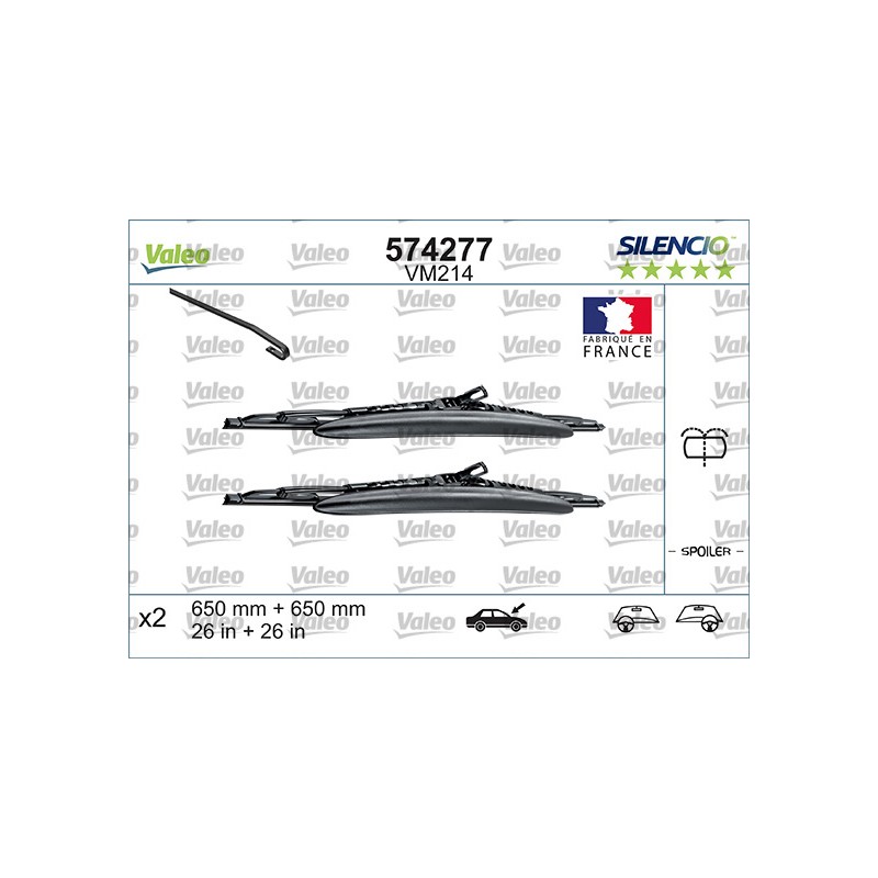 2 Balais D'Essuie-Glace 650mm Pour Peugeot Fiat Citroën C8 Lancia 9464552880
