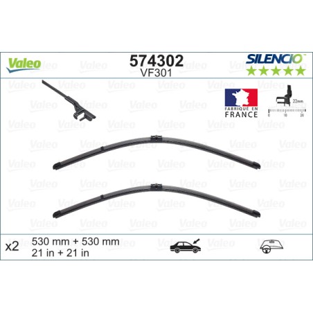 2 Balais D'Essuie-Glace 530mm Pour VW Passat Skoda Superb I 1J1955425A