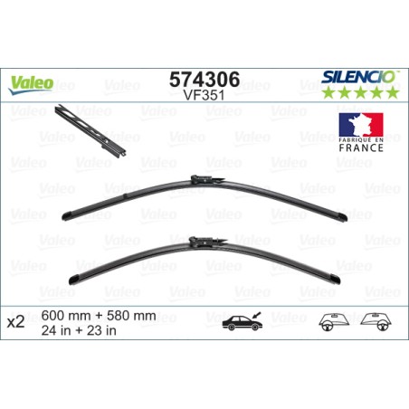2 Balais D'Essuie-Glace 600mm 580mm Pour BMW Série 5 E60 E61 6 E63 E64 0431438