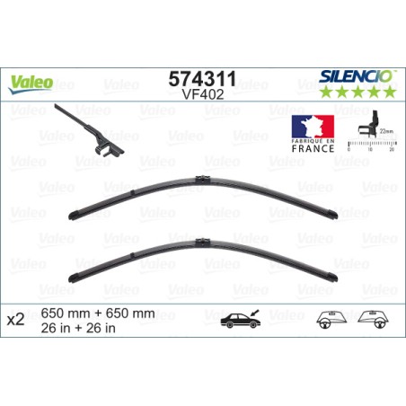 2 Balais D'Essuie-Glace 650mm Pour VW MERCEDES Porsche 7L0998002 7L6955425A