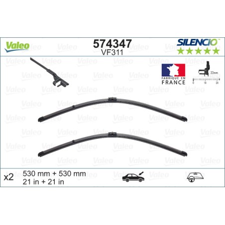 2 Balais D'Essuie-Glace 530mm Pour Audi TT 8N1955425D