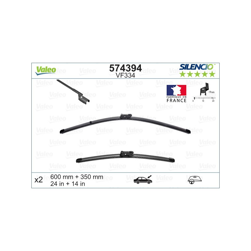 2 Balais D'Essuie-Glace 600mm 350mm Pour Renault Fiat Ford 288906870R 51787567