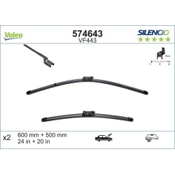 2 Balais D'Essuie-Glace 600mm 500mm Pour Renault VW Audi BMW 288904355R 0038893