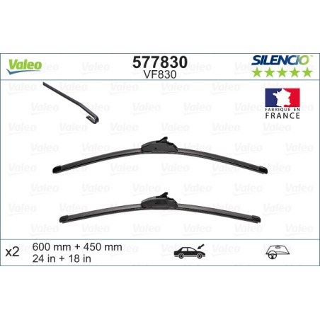 2 Balais D'Essuie-Glace 600mm 450mm Pour Renault Kia Mazda Ssangyong 288955316R