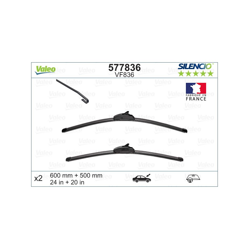 2 Balais D'Essuie-Glace 600mm 500mm Pour Renault BMW X5 X6 Land Rover Mitsubishi