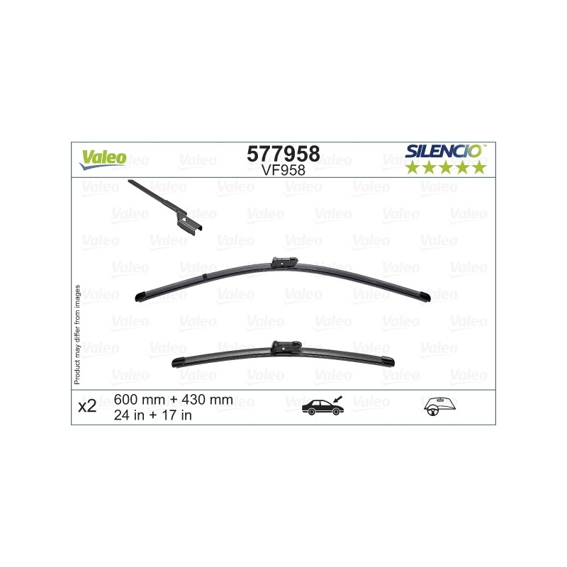 2 Balais D'Essuie-Glace 600mm 430mm Pour Peugeot Opel Fiat Toyota 9820343580