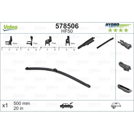 1 Balai D'Essuie-Glace 500mm Pour Peugeot Renault VW Audi 1615628080 288900145R