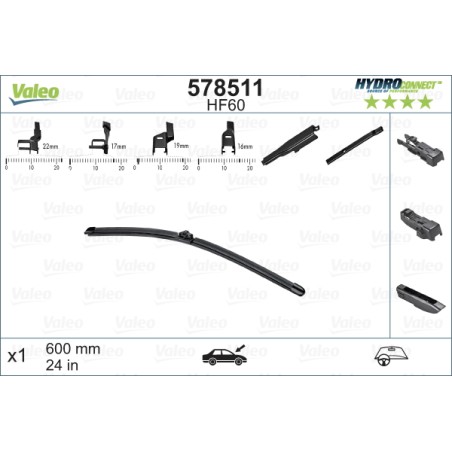 1 Balai D'Essuie-Glace 600mm Pour Peugeot Renault Dacia VW 1610672580 288900838R