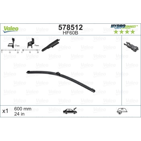 1 Balai D'Essuie-Glace 600mm Pour Peugeot Opel Ford Citroën 1611587780 6423-A0