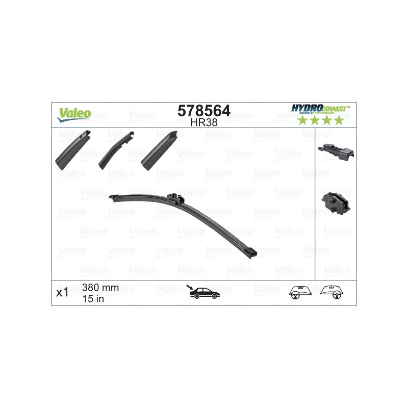 1 Balai D'Essuie-Glace Arrière 380mm Pour VW Audi Seat BMW 5NA955427A 4L0955425