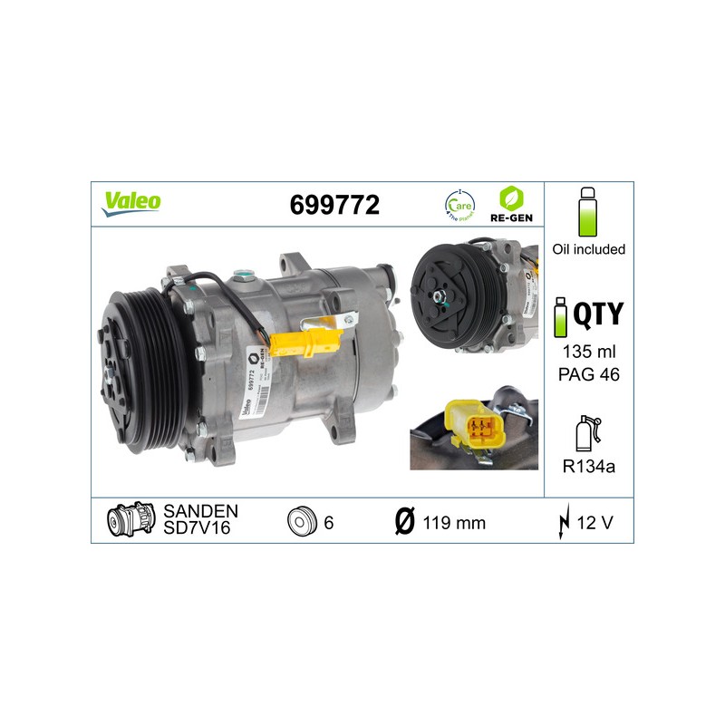Compresseur De Clim Pour Peugeot Fiat Citroën 6453-TF 9646416780 6453TF 648767