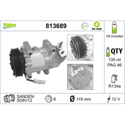 Compresseur De Clim Pour Peugeot 206 206+ 307 Partner Citroën Berlingo C2 C3 I