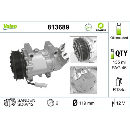 Compresseur De Clim Pour Peugeot 206 206+ 307 Partner Citroën Berlingo C2 C3 I