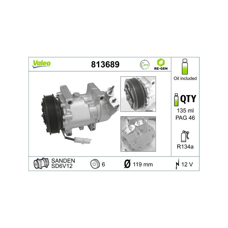 Compresseur De Clim Pour Peugeot 206 206+ 307 Partner Citroën Berlingo C2 C3 I