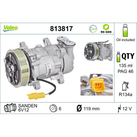 Compresseur De Clim Pour Peugeot Fiat Citroën C2 C3 6453-QG 9671456680 6453-XK