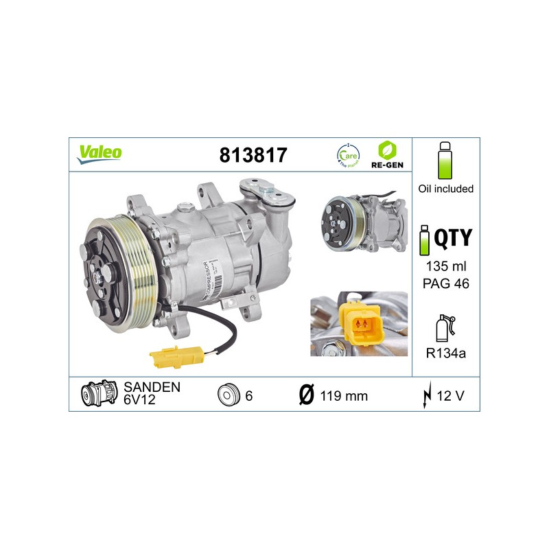Compresseur De Clim Pour Peugeot Fiat Citroën C2 C3 6453-QG 9671456680 6453-XK