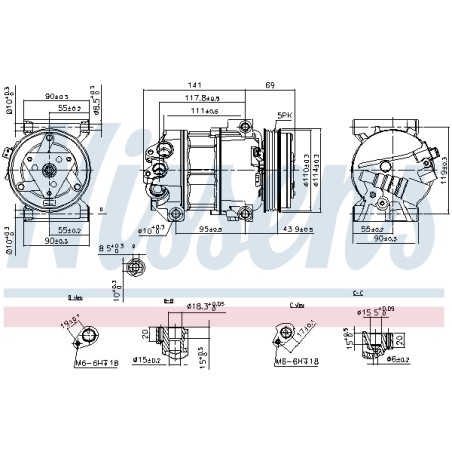 Compresseur De Clim Pour Fiat 500L Punto Tipo 51883102 52003012