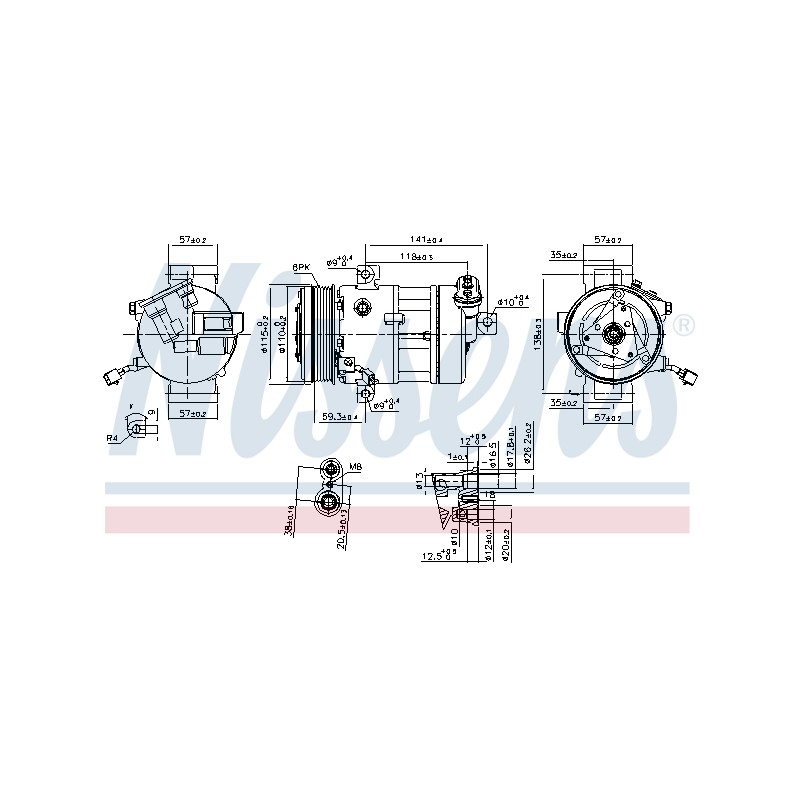 Compresseur De Clim Pour Fiat 500L Bravo II Tipo Lancia Delta III